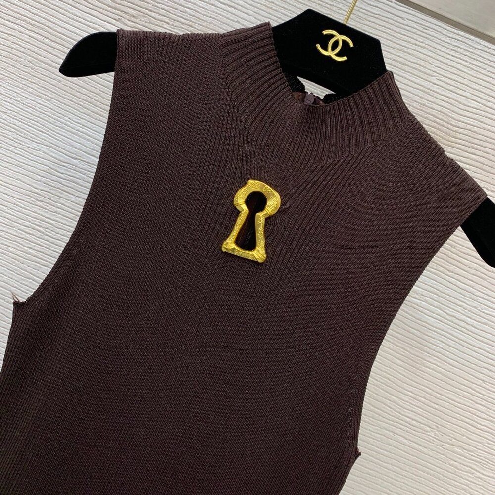 Schiaparelli Knitted Patchwork Sleeveless Maxi Dr… - image 2